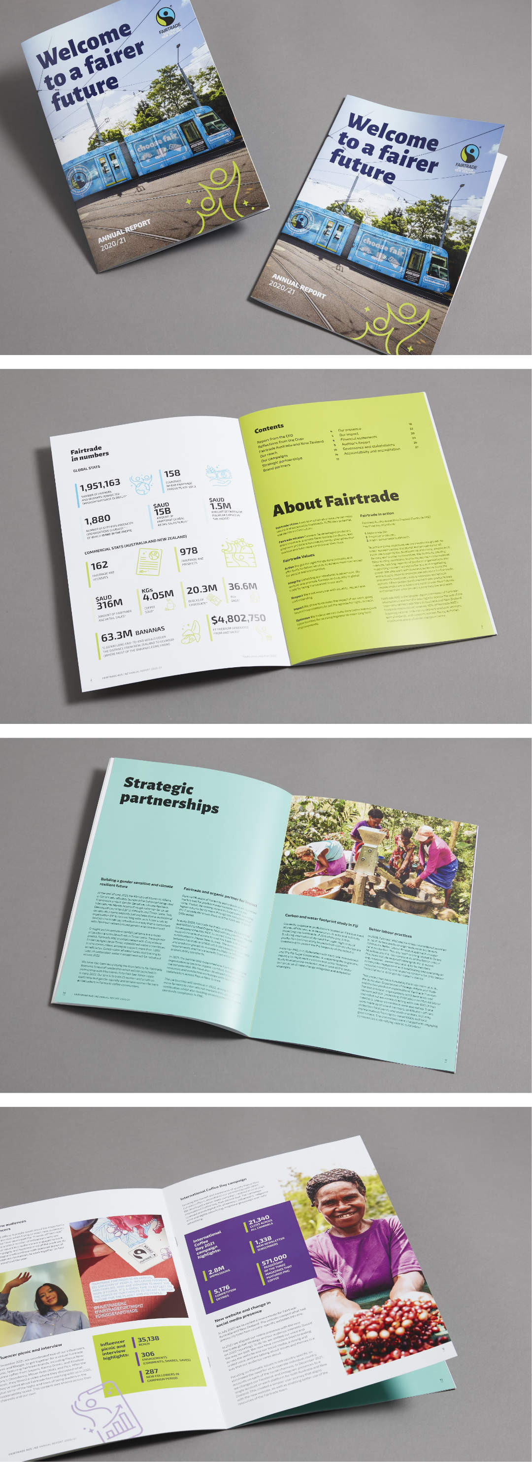 Annual report design Melbourne graphic design services by Christie Davis Design for Fairtrade.