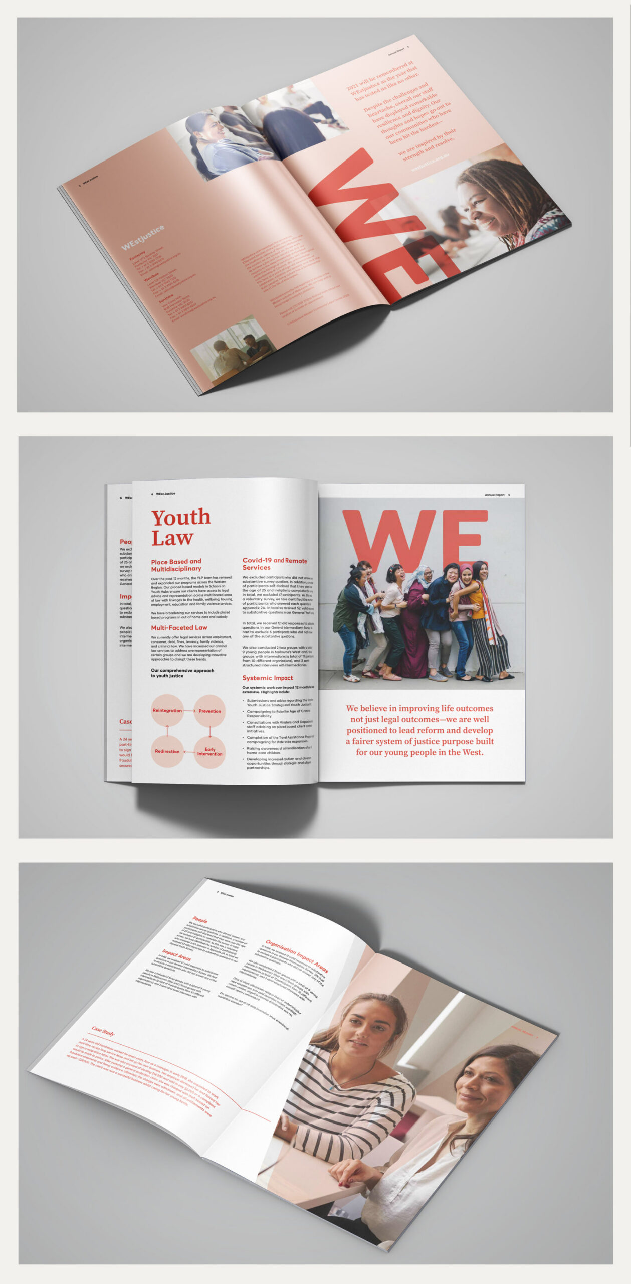 Yearly report page layouts for Westjustice
