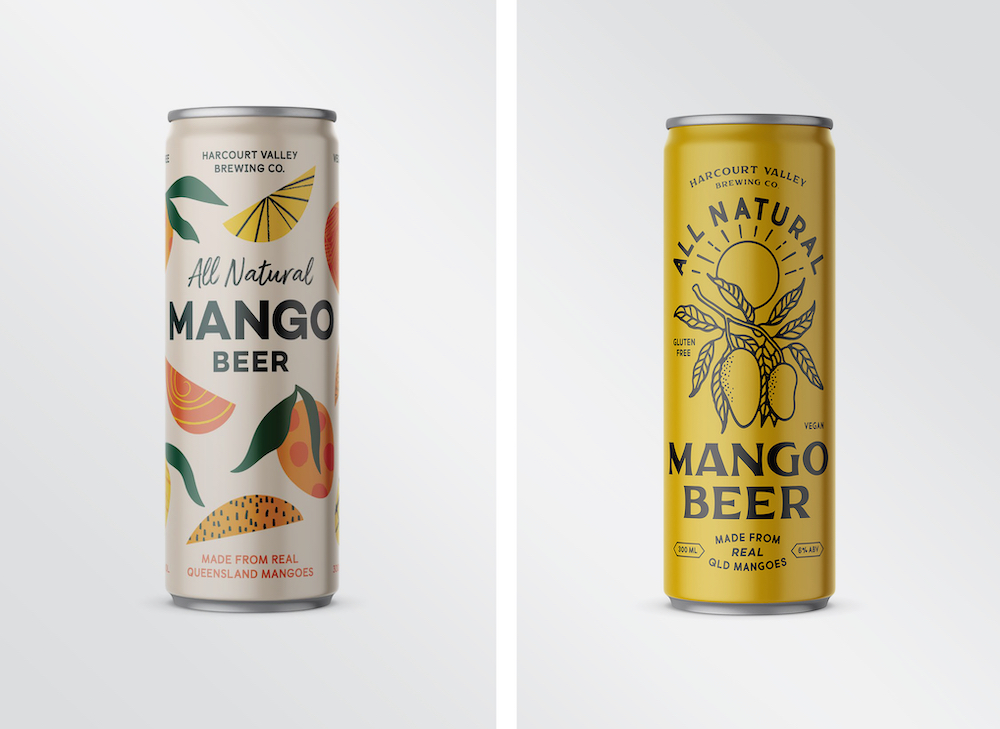 FMCG packaging design for Harcourt Valley Brewing Co. by Melbourne graphic design studio Christie Davis Design.