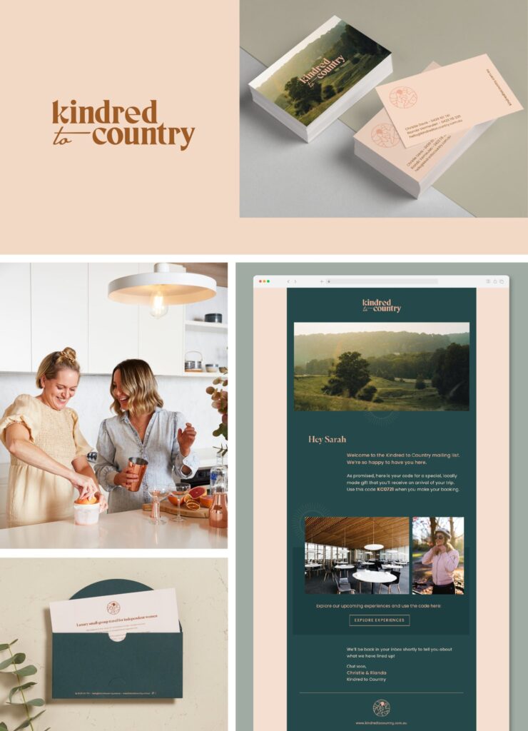 Graphic design services for tourism brand Kindred to Country print and digital