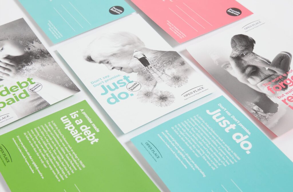 Graphic design services – postcard design for the Forgotten Australians