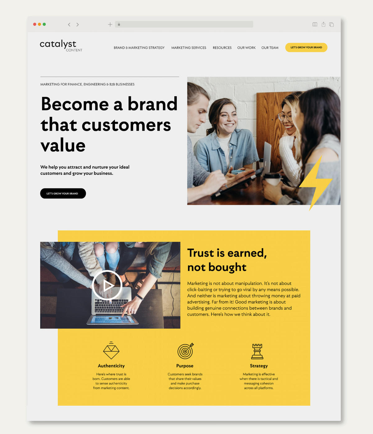 Website design for Catalyst Content by Christie Davis Design